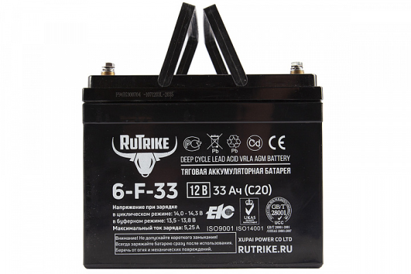 Аккумулятор RuTrike 6-F-33 (12V33A/H C20)